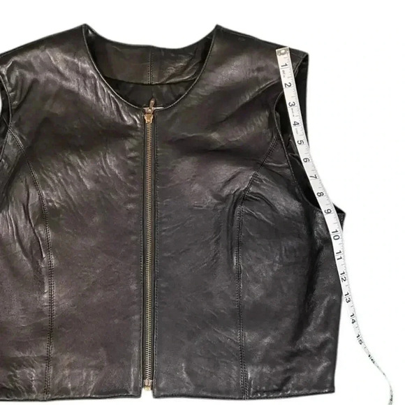 Michael Joseph Soft Leather Vest Black Size Large Collarless U Neckline Women's - Picture 11 of 12